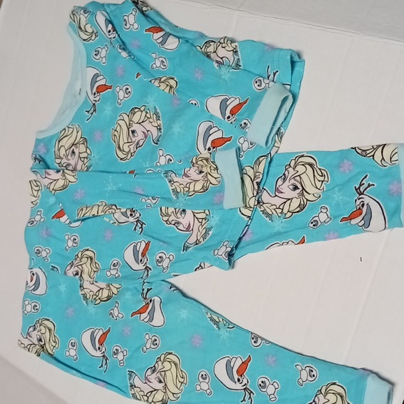 Disney frozen Girl pajama & sweater sz 4 blue/green pre-love - Picture 3 of 11